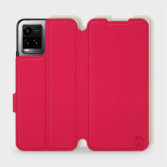Etui Soft Touch do Vivo Y33S - wzór Żywa czerwień z platyną