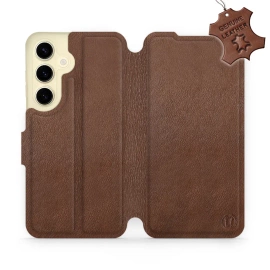 Etui ze skóry naturalnej do Samsung Galaxy S24 - wzór Brown Leather