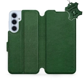 Etui ze skóry naturalnej do Samsung Galaxy M35 5G - wzór Green Leather