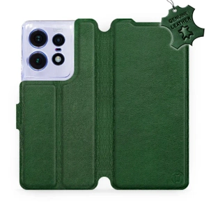 Etui ze skóry naturalnej do Motorola Edge 50 Pro - wzór Green Leather
