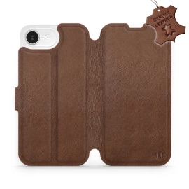 Etui ze skóry naturalnej do Apple iPhone 16e - wzór Brown Leather