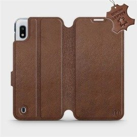 Etui ze skóry naturalnej do Samsung Galaxy A10 - wzór Brown Leather