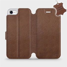 Etui ze skóry naturalnej do Apple iPhone 8 - wzór Brown Leather