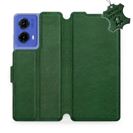 Etui ze skóry naturalnej do Motorola Moto G85 5G - wzór Green Leather