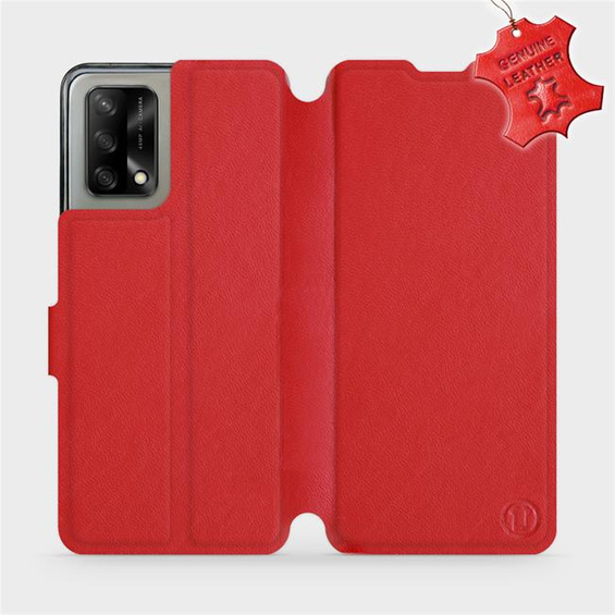 Etui ze skóry naturalnej do OPPO A74 - wzór Red Leather