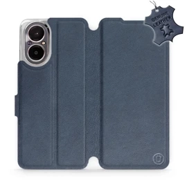 Etui ze skóry naturalnej do Realme C67 4G - wzór Blue Leather