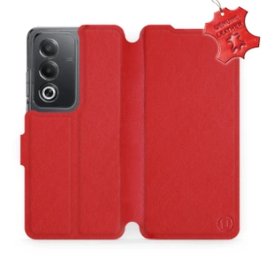 Etui ze skóry naturalnej do OPPO A80 5G - wzór Red Leather