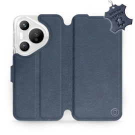 Etui ze skóry naturalnej do Huawei Pura 70 - wzór Blue Leather