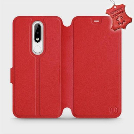 Etui ze skóry naturalnej do Nokia 5.1 Plus - wzór Red Leather