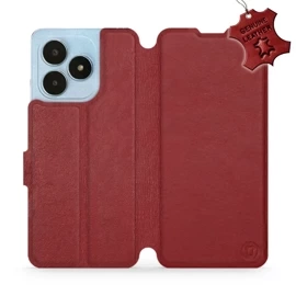 Etui ze skóry naturalnej do Realme Note 50 - wzór Dark Red Leather