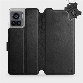 Etui ze skóry naturalnej do Motorola Edge 30 Ultra - wzór Black Leather