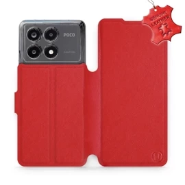 Etui ze skóry naturalnej do Xiaomi POCO X6 Pro - wzór Red Leather