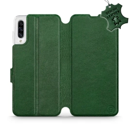 Etui ze skóry naturalnej do Samsung Galaxy A30s - wzór Green Leather
