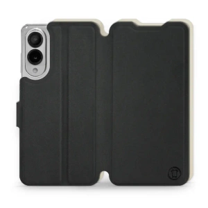 Etui Soft Touch do Samsung Galaxy S25 Edge - wzór Satynowa czerń z platyną