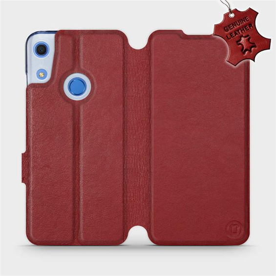 Etui ze skóry naturalnej do Huawei Y6S - wzór Dark Red Leather