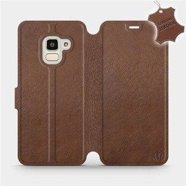 Etui ze skóry naturalnej do Samsung Galaxy J6 2018 - wzór Brown Leather