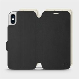 Etui Soft Touch do Apple iPhone XS - wzór Satynowa czerń z platyną