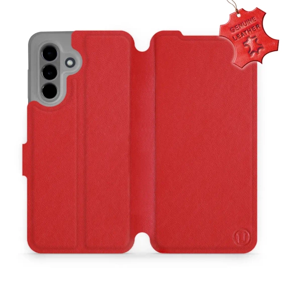 Etui ze skóry naturalnej do Samsung Galaxy A36 5G - wzór Red Leather
