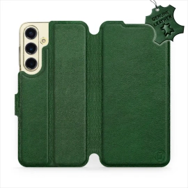 Etui ze skóry naturalnej do Samsung Galaxy S24 FE - wzór Green Leather