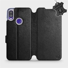 Etui ze skóry naturalnej do Xiaomi Redmi Note 7 - wzór Black Leather