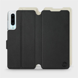 Etui Soft Touch do Huawei P30 - wzór Satynowa czerń z platyną