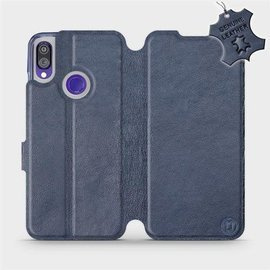 Etui ze skóry naturalnej do Xiaomi Redmi Note 7 - wzór Blue Leather