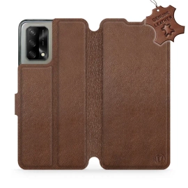 Etui ze skóry naturalnej do OPPO A74 - wzór Brown Leather