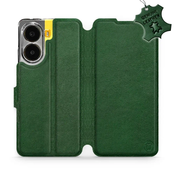 Etui ze skóry naturalnej do Xiaomi POCO X7 Pro - wzór Green Leather