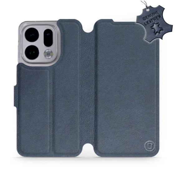 Etui ze skóry naturalnej do OPPO Find X9 - wzór Blue Leather