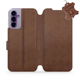 Etui ze skóry naturalnej do Samsung Galaxy A14 5G - wzór Brown Leather