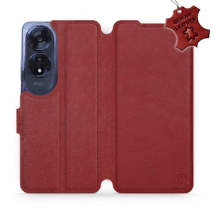 Etui ze skóry naturalnej do OPPO A60 - wzór Dark Red Leather