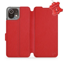 Etui ze skóry naturalnej do Xiaomi 11 Lite 5G NE - wzór Red Leather