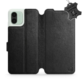 Etui ze skóry naturalnej do Xiaomi Redmi A1 - wzór Black Leather