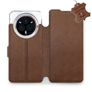 Etui ze skóry naturalnej do Realme 14 Pro Plus 5G - wzór Brown Leather