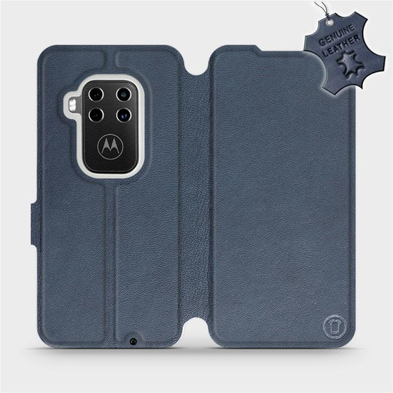Etui ze skóry naturalnej do Motorola One Zoom - wzór Blue Leather