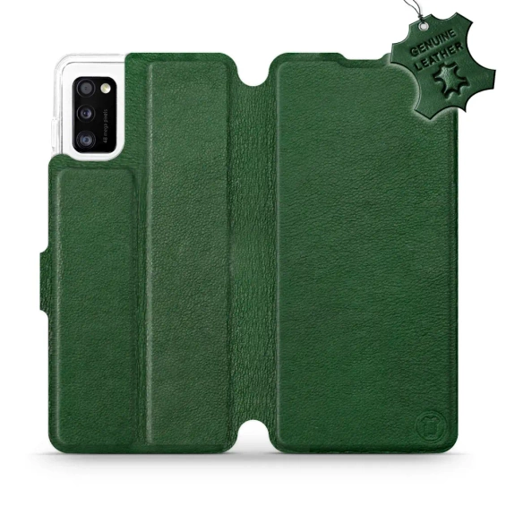 Etui ze skóry naturalnej do Samsung Galaxy A41 - wzór Green Leather