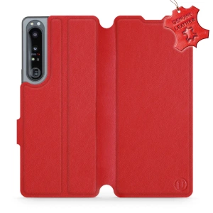 Etui ze skóry naturalnej do Sony Xperia 1 IV - wzór Red Leather