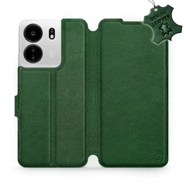 Etui ze skóry naturalnej do Xiaomi POCO C65 - wzór Green Leather