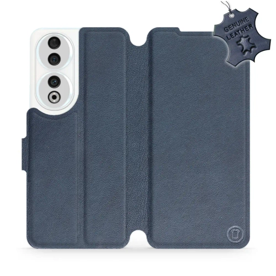 Etui ze skóry naturalnej do Huawei Honor 90 - wzór Blue Leather