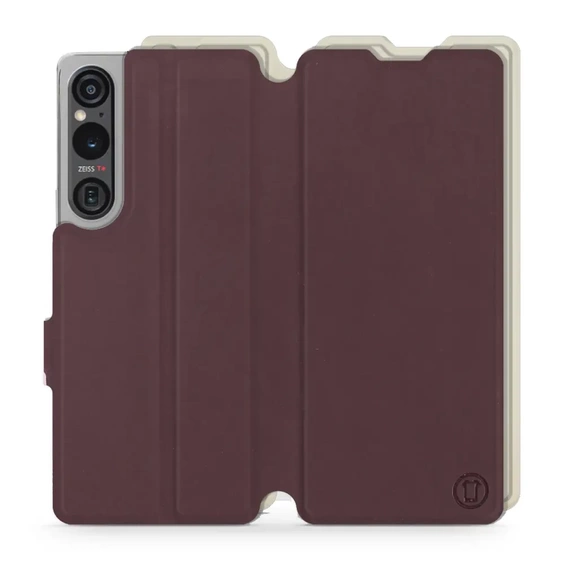 Etui Soft Touch do Sony Xperia 1 V - wzór Matowy burgund z platyną