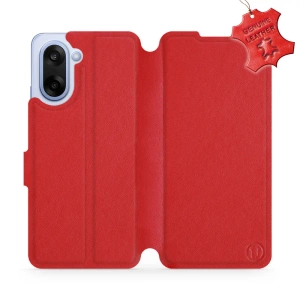 Etui ze skóry naturalnej do OnePlus Nord CE5 - wzór Red Leather
