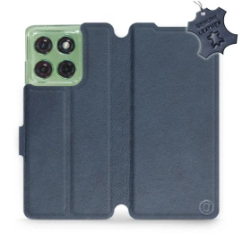 Etui ze skóry naturalnej do Motorola Edge 60 - wzór Blue Leather