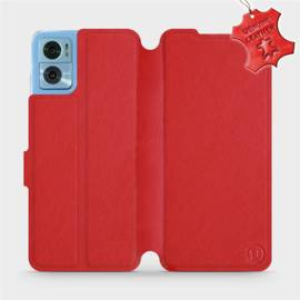 Etui ze skóry naturalnej do Motorola Moto E22 - wzór Red Leather