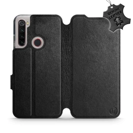 Etui ze skóry naturalnej do Xiaomi Redmi Note 8 2021 - wzór Black Leather