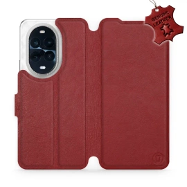 Etui ze skóry naturalnej do Huawei Nova 13 Pro - wzór Dark Red Leather