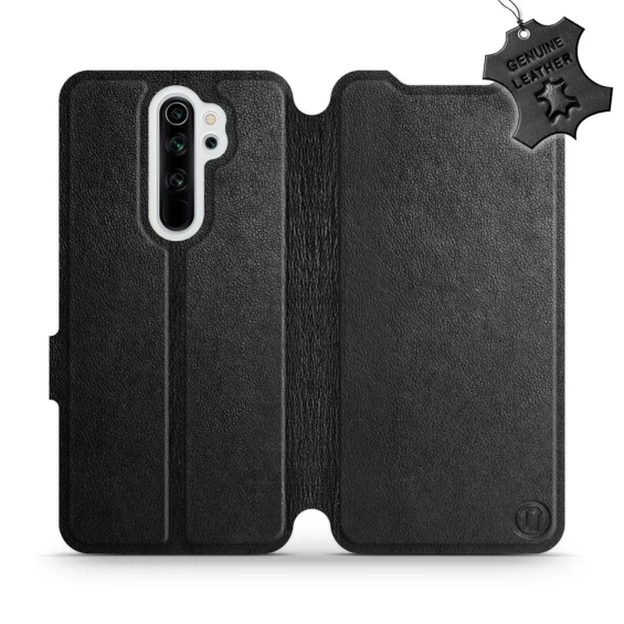 Etui ze skóry naturalnej do Xiaomi Redmi Note 8 Pro - wzór Black Leather