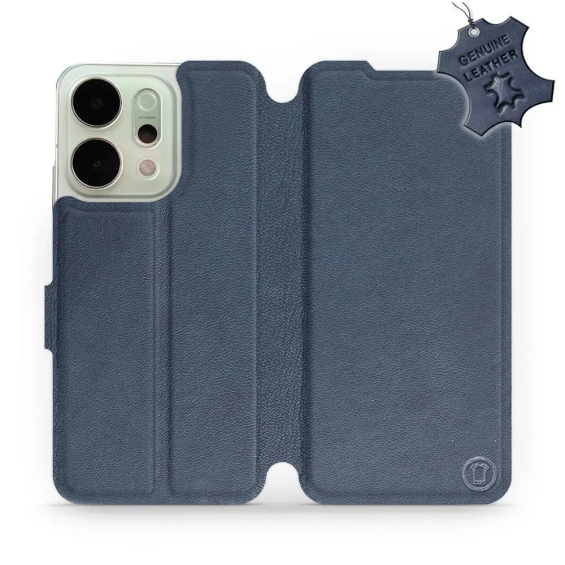 Etui ze skóry naturalnej do OPPO Reno 14 Pro 5G - wzór Blue Leather