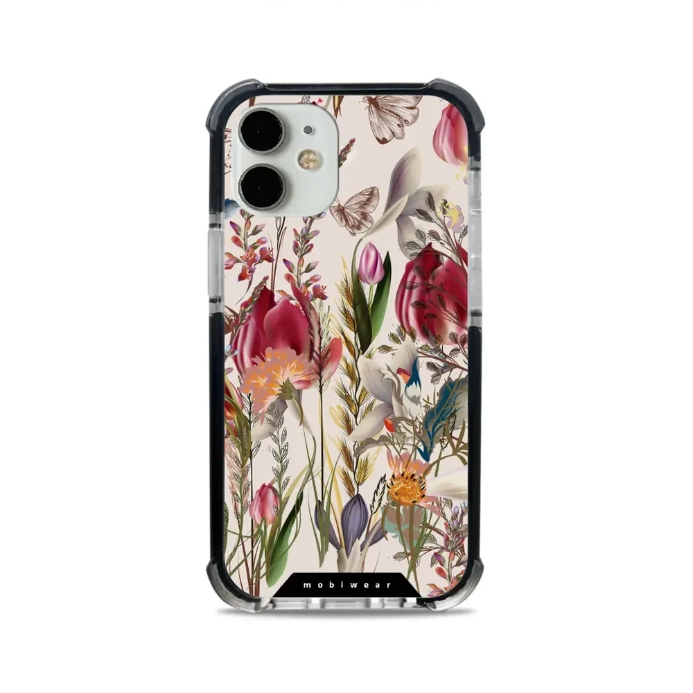 Mobiwear Elite Bumper do Apple iPhone 12 Mini, ochronna obudowa, silikon, amortyzacja, kompatybilność, bukiet kwiatów
