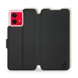 Etui Soft Touch do Motorola Moto G84 - wzór Satynowa czerń z platyną