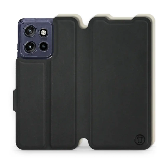 Etui Soft Touch do Motorola Edge 50 Neo - wzór Satynowa czerń z platyną
